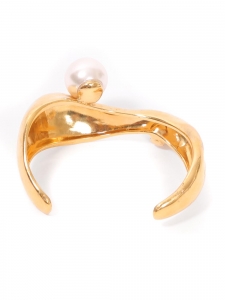 DARCEY Gold-tone brasse cuff bracelet with ivory white faux pearls Retail price €450