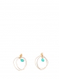 Gold-plated hoop earrings with turquoise pearl