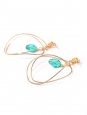 Boucles d'oreilles créole dorées et perle turquoise