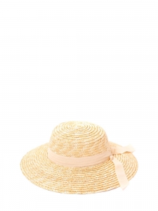 Grand chapeau de paille avec ruban crème
