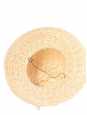 Large light beige straw sunhat with cream white ribbon