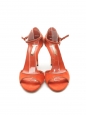 Sandales à talon stiletto en suede et cuir orange Taille 39