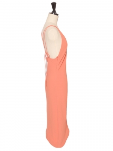 Robe en crêpe rose orange dos nu décolleté V Prix boutique 350€ Taille XS