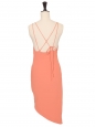 Orange pink crepe halter V-neck dress Retail price 350€ Size XS