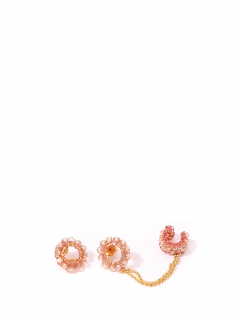 Earrings with pink pearl and gold-plated hoop earrings Retail price €80