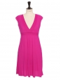 Fushia pink V-neck short sleeve stretch dress Size 36/38