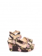 Sandales compensées fleuries noir et rose Prix boutique 575€ Taille 40