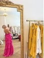 Robe longue à volant rose fusil fluo Taille M Prix boutique 600€