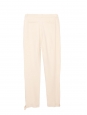 Cream white crepe trousers with gold buckle at the ankles Retail price 900€ Size