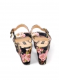 Black and pink floral wedge sandals Size 40 Retail price €575