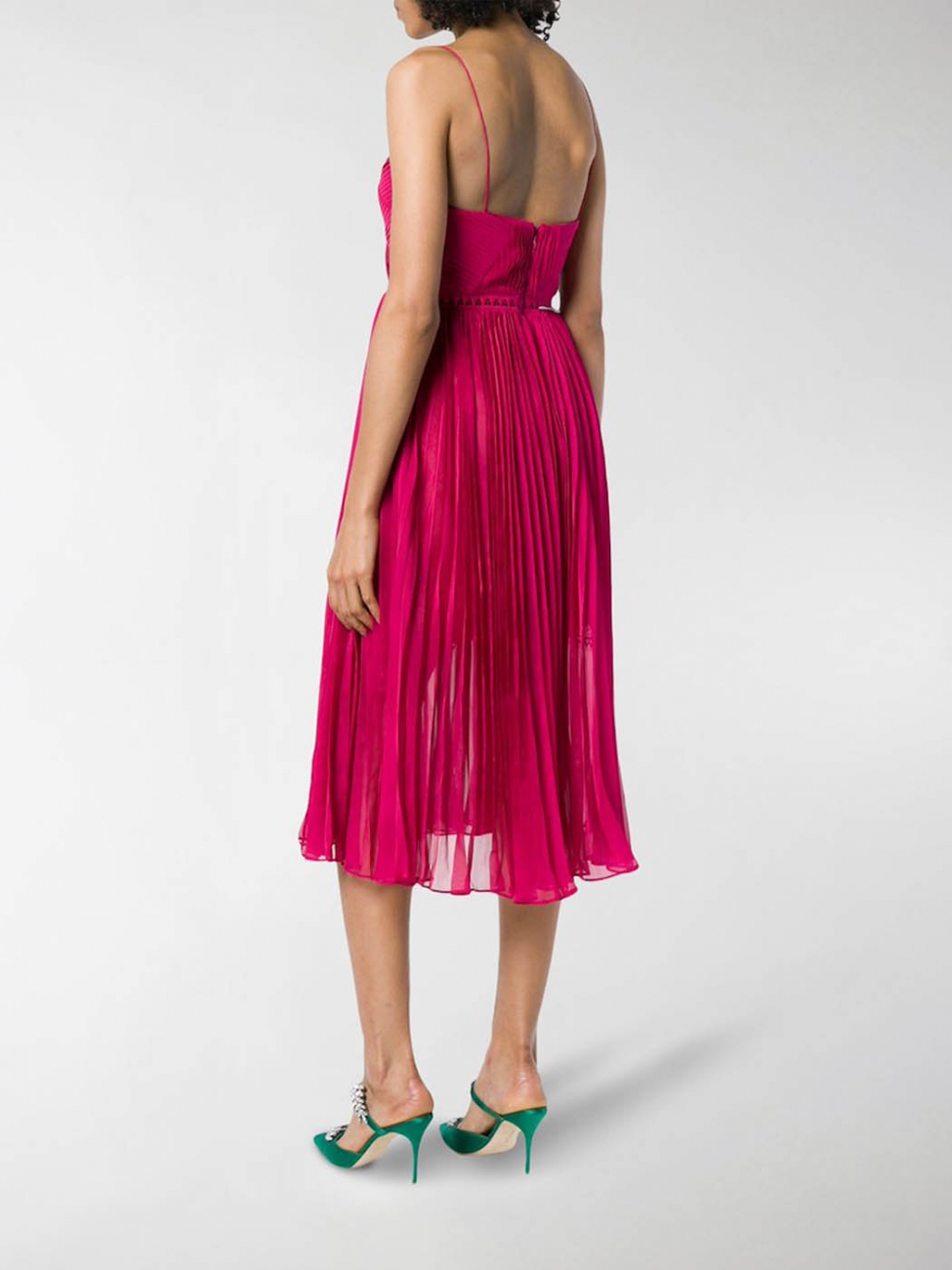 self portrait fuchsia pleated chiffon midi dress Boutique Layered lace and pink with thin straps Retail price $500 Size 36 Silk Satin Colors:Lemon Soprbet 869 removable belt Vintage Bloomingdales Blush Pink Fashion asymmetrical-hem