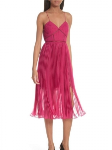 Fushia pink cocktail dress with thin straps and sweetheart neckline Size 36