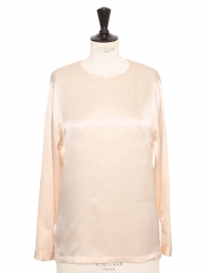Round-neck blouse in creamy white silk with gold buttons Shop price Size S