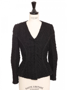 Fitted short jacket in black jacquard Retail price €3000 Size 34/36