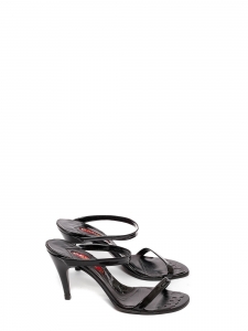 Mule sandals with heel and thin straps in black patent leather Retail price €460 Size 36