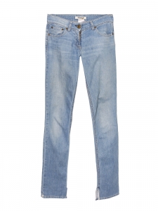 Light blue low-rise straight jeans with ankle slits Retail price €550 Size 34