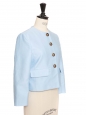 Short light blue jacket with camel tortoiseshell buttons Est. Retail 2500€ Size 34