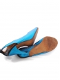Blue and black metallic leather peep toe slingback pumps Size 37