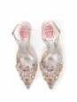 Escarpins slingback en tulle gris perle brodé de cristal Prix boutique 970€ Taille 36