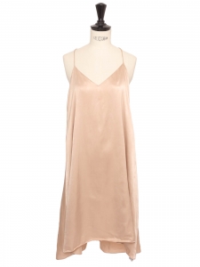 Robe slip dress en satin beige rosé dos nu et fines bretelles (retail 220€) Taille XS