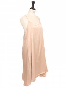 Slip dress in pinkish beige satin with bare back and thin straps (retail 220€) Size XS