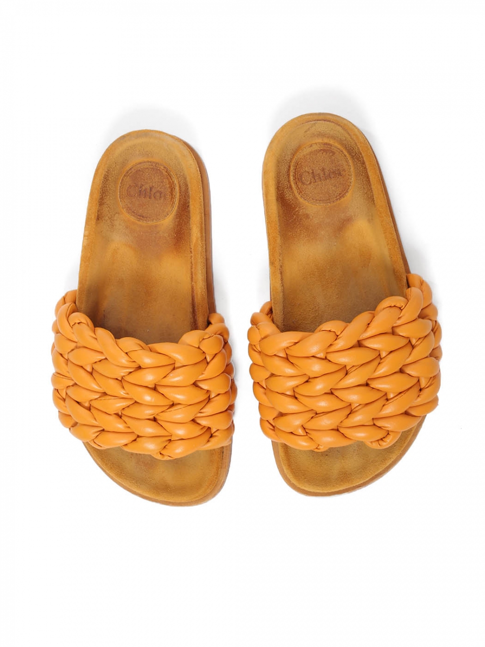 Boutique CHLOE Twisted leather flat sandals orange-yellow