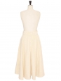 High-waisted belted midi-length skirt in beige corduroy Retail price €600 Size 36