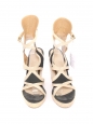 Beige and navy blue canvas espadrille wedge sandals Retail price €800 Size 39