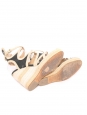 Sandales compensées talon espadrille beige et toile bleu marine Prix boutique 800€ Taille 39