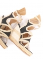 Sandales compensées talon espadrille beige et toile bleu marine Prix boutique 800€ Taille 39