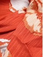 Robe longue décolleté rouge orange à fleurs blanc Taille 36