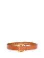 Camel grained leather belt with square gold Size 75buckle