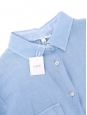Chemise manches longues à poches en lin bleu clair Taille 38
