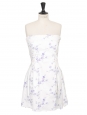 Robe bustier cintrée blanche imprimé fleuri bleu violet Prix boutique 1400€ Taille 40/42