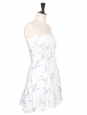 Fitted strapless dress white floral print blue purple Retail price 1400€ Size 40/42