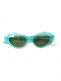 Vintage lunettes de soleil papillon monture bleu turquoise verres vert