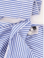 Short-sleeved round-neck blouse in blue and white striped cotton poplin Retail price 315€ Size 42