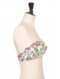 Strapless swimming costume top in white floral cotton red yellow green blue