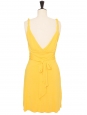 Short cocktail dress in bright yellow with plunging V neckline and halter top Retail price €600 Size 36