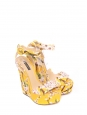 Ankle strap wedge sandals in cherry blossom print yellow canvas Retail price €950 Size 38.5