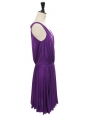 Short belted cocktail dress with plunging V neckline and bright purple halter Retail price €700 Size 36