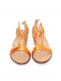 Sandales plates en cuir exotique métallisé orange cuivré Prix boutique 600€ Taille 39