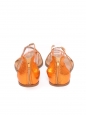Sandales plates en cuir exotique métallisé orange cuivré Prix boutique 600€ Taille 39