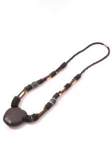 African black and cream pearl necklace