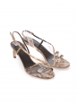 Small-heeled sandals in beige and brown python Retail price €700 Size 38.5