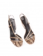 Small-heeled sandals in beige and brown python Retail price €700 Size 38.5