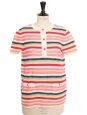 Multicolor striped knit short-sleeve top red pink yellow green Retail price 1770€ Size 40