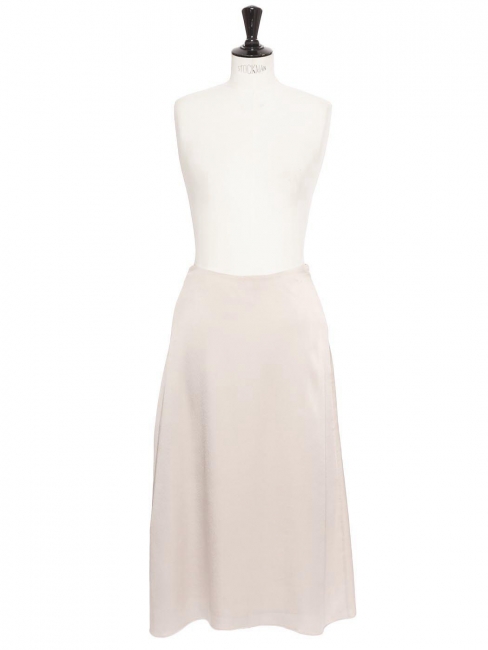 Pearl grey satin midi-length skirt Retail price 365€ Size 38