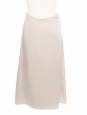 Pearl grey satin midi-length skirt
