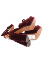 Sandales à plateformes en velours rouge bordeaux boucle doré